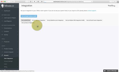 Mimiran MailChimp Integration Setup - Mimiran CRM