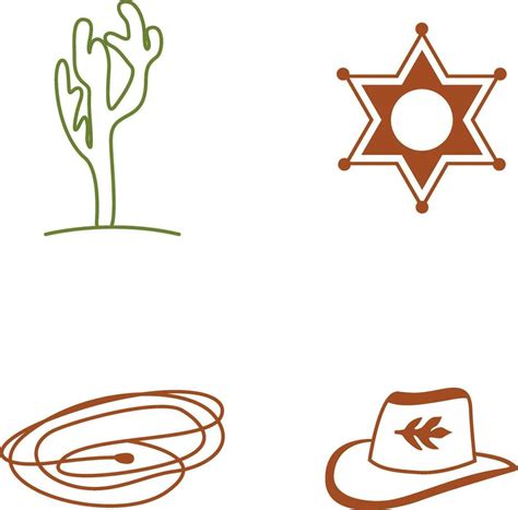 Wild West Icon Set Simple And Flat Design Old Art Style Vector