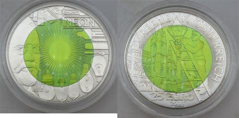 Österreich 25 Euro 2008 Faszination Licht Niob 25 In Münzkapsel