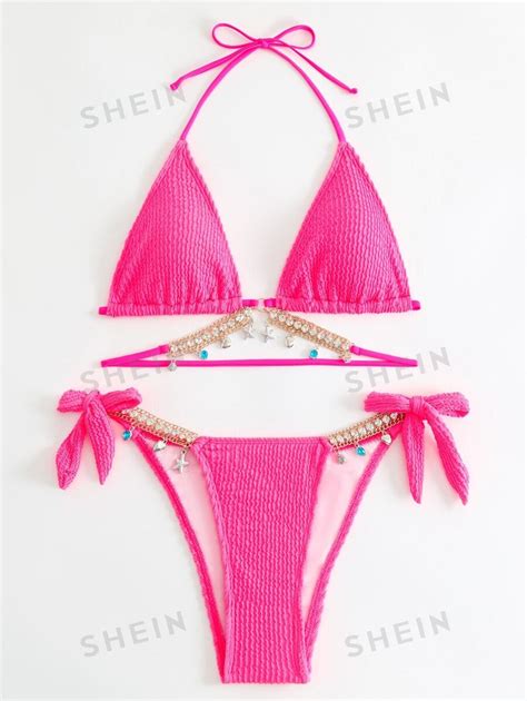 Shein Swim Conjunto De Biqu Ni Texturizado De Praia De Ver O Decora O