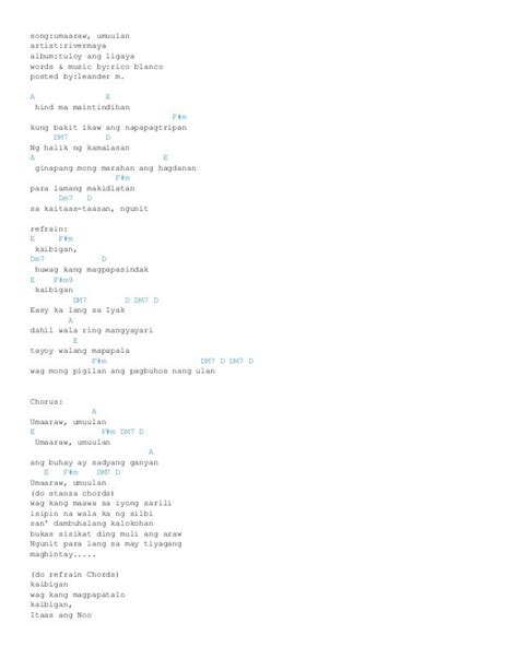 Umaaraw umuulan chords by rivermaya @ ultimate guitar