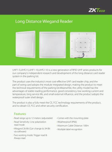 Long Distance Wiegand Reader ZKTeco PDF Catalogs Technical