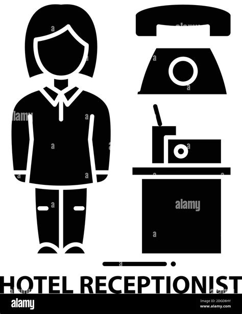 Hotel Receptionist Icon Black Vector Sign With Editable Strokes