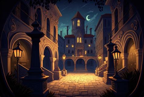 premium ai image lovely ancient square  night