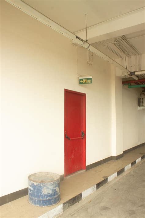 Red Emergency Exit Door At Terminal Intermoda Joyoboyo Surabaya