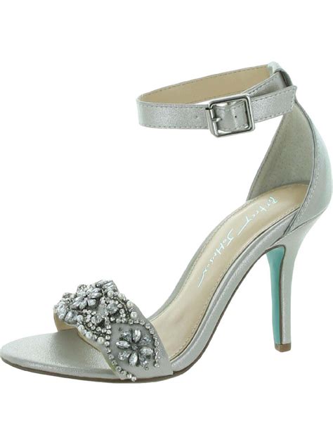 Buy Betsey Johnson Gina Faux Leather Ankle Strap Dress Sandals Silver