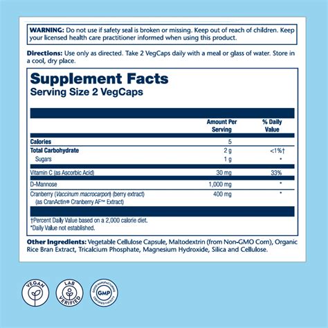 Solaray Health Supplement D Mannose With Cranactin Cranberry Extract