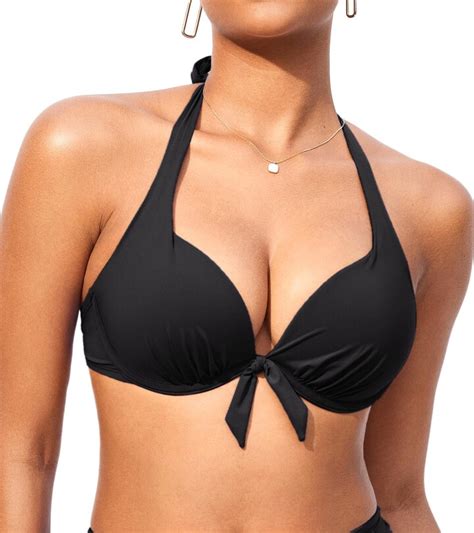 Dobreva Women S Underwire Push Up Bikini Top Halter Bathing Suit Tops