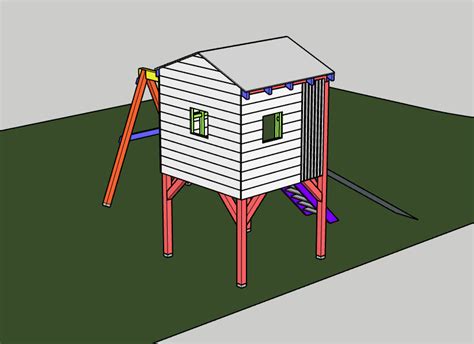 Elevated Playhouse With Slide And Swing Plan Review Rdiy