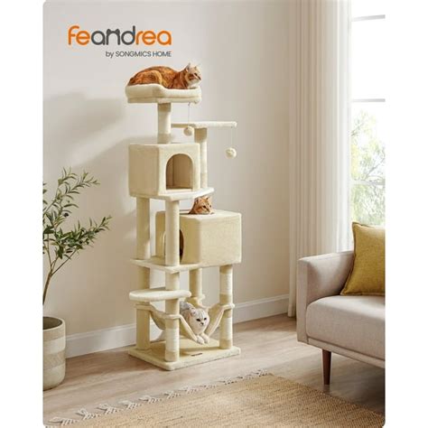 Feandrea 61h Cat Tree Cat Tower For Indoor Cats Plush Multi Level Cat