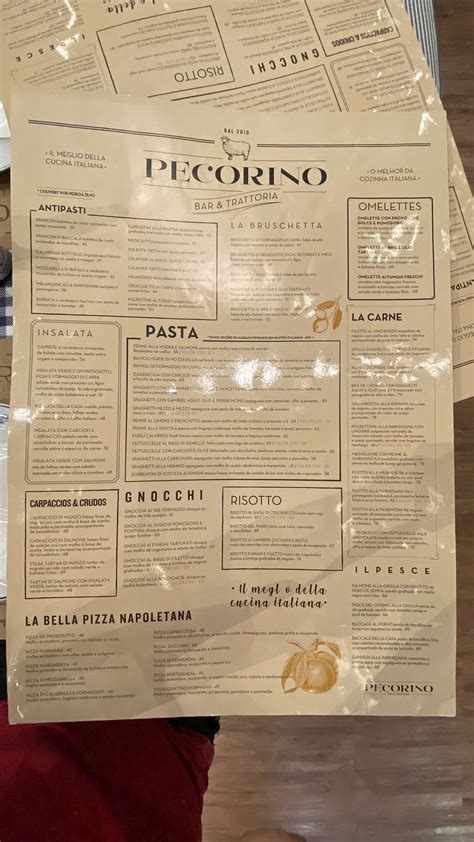 Menu Em Pecorino Bar Trattoria Vila Velha