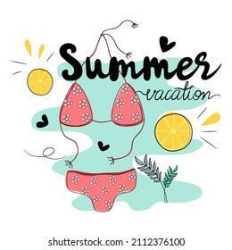 Bikini Vector Illustrations Doodle Style Summer Stock Vector Royalty Free 2112376100