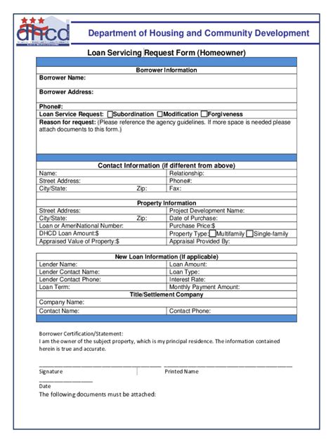 Fillable Online Dhcd Dc SUBORDINATION REQUEST Requests For Loan