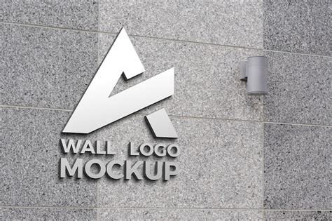 Premium Psd Metal Logo Mock Up On Concrete Wall