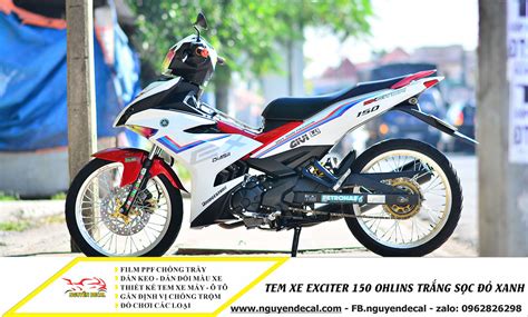 Tem Xe Exciter Ohlins Tr Ng S C Xanh Nguy N Decal Chuy N D N