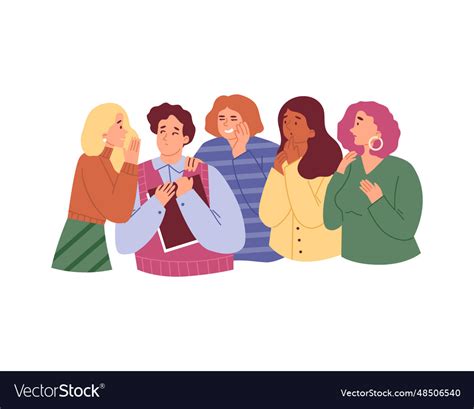 Group Of People Gossiping And Spreading Rumors Vector Image