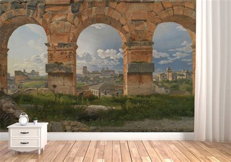 Coliseum Mural Colosseum Arches View Of Rome Wallpaper Etsy Vinyl