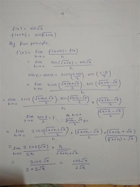 Find The Derivative Of Sin X From The First Principle