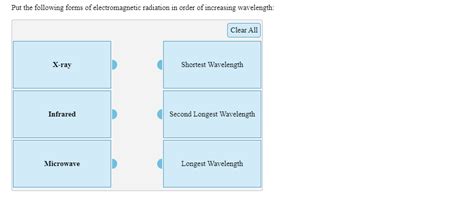 Solved Put The Following Forms Of Electromagnetic Radiation