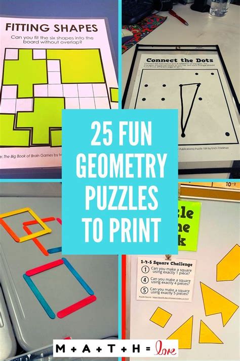 25 Fun Geometry Puzzles Geometry Lessons Geometry Activities Math