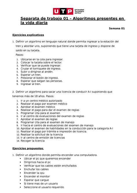 Separata Unidad Resuelto Separata De Trabajo Algoritmos