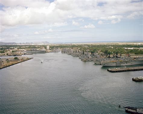 Aerial View Of Pearl Harbor With The Amphibious Assault Ship Uss New