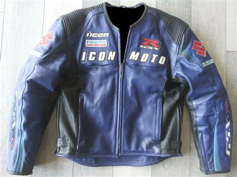 Icon Suzuki Gsxr Motorcycle Racing Leather Jacket Maker Of Jacket