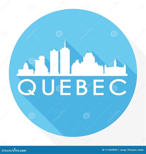 Quebec Canada America Round Icon Vector Art Flat Shadow Design Skyline