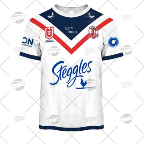 Nrl Sydney Roosters Custom Name Number White Away Jersey T Shirt