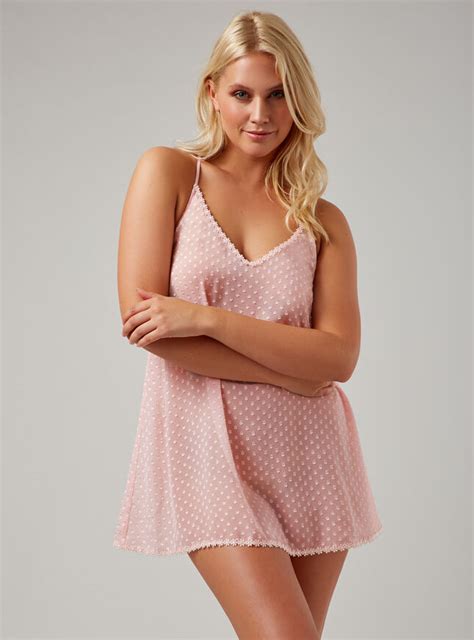 Chiffon And Daisy Trim Sheer Chemise Powder Pink Boux Avenue Uk