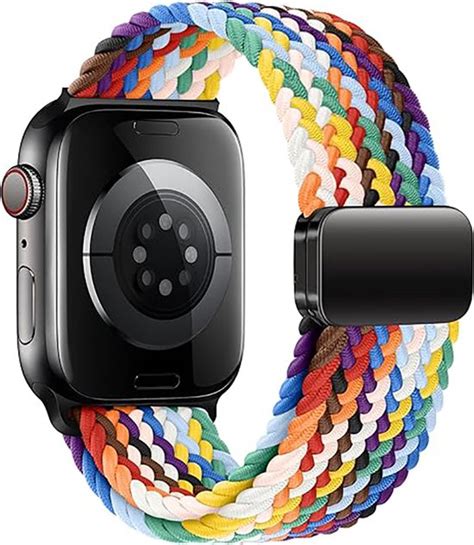 Braided Nylon Band Met Magneetgesp Regenboog Geschikt Voor Apple