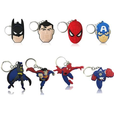 8pcs Marvel Avenger Keychain Cartoon PVC Charm Pendant Keyring Key ...