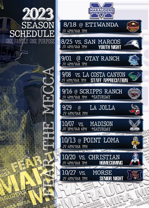 Mesa Football Schedule