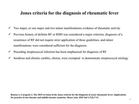 2015 Jones criteria for the diagnosis of rheumatic fever