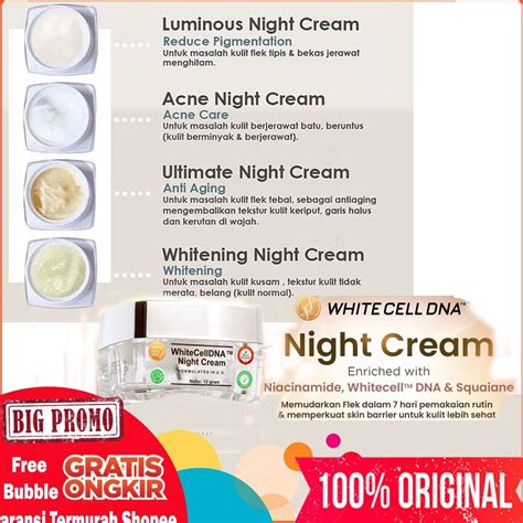 Jual DL39 Night Cream White Cell Dna Night Cream Ms Glow Whitening