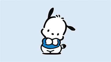 Pochacco Wallpaper 4K, 8K, Cute cartoon, Blue aesthetic