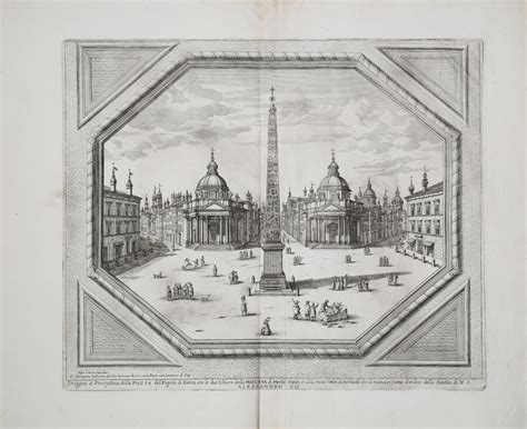 Disegno Et Prospettiva Della Piazza Del Popolo Di Roma Con Le Due