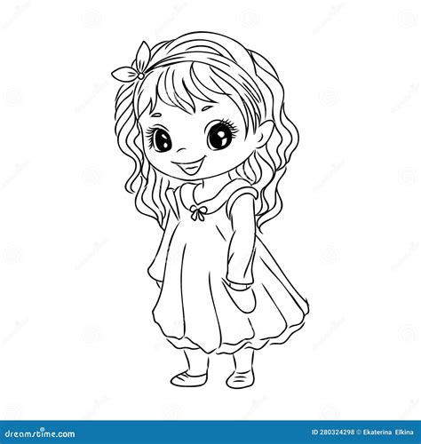Cute Girls Coloring Pages For Kids Cartoon Girl Coloring Book Stock