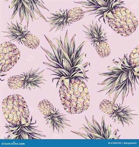 Pineapple On A Pink Background Watercolor Colourful Illustration