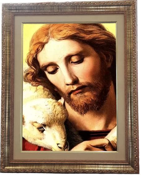 Quadro Religioso De Jesus Cristo O Bom Pastor Modelo 05 Medindo 53 X