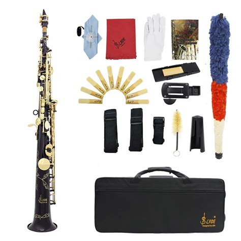 SLADE Straight Soprano Saxophone Brass Gold Key B Flat Sax With Case