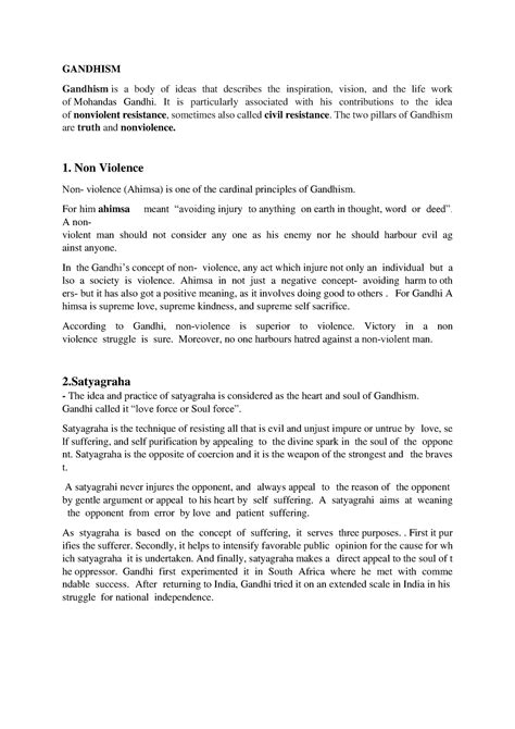 Gandhism - GANDHISM Gandhism is a body of ideas that describes the ...