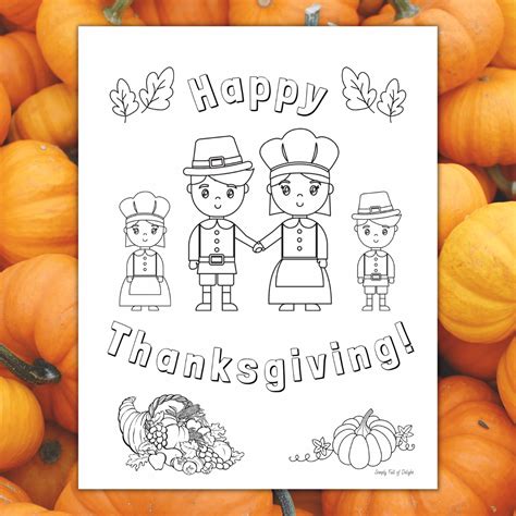 Cute Thanksgiving Pilgrim Coloring Pages (Free Printable)