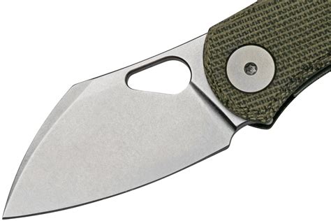 GiantMouse ACE Nibbler Green Canvas Micarta 20CV pocket knife Ansø