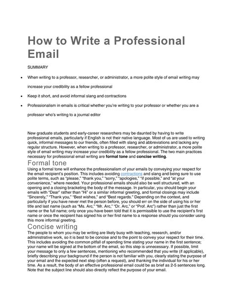Formal Email Example To Professor Harcrateremtettek