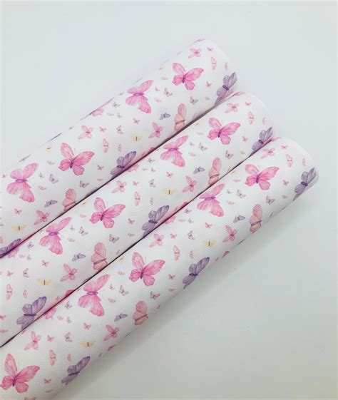 Spring Butterfly Pink Purple Printed Canvas Sheet Fabric Bow Making