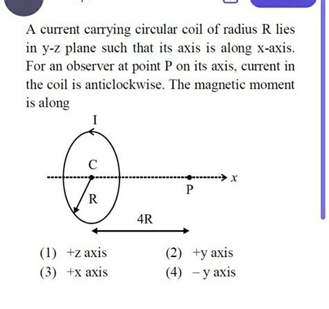 A Current Carrying Circular Coil Of Radius R Lies In Yz Plane Such That