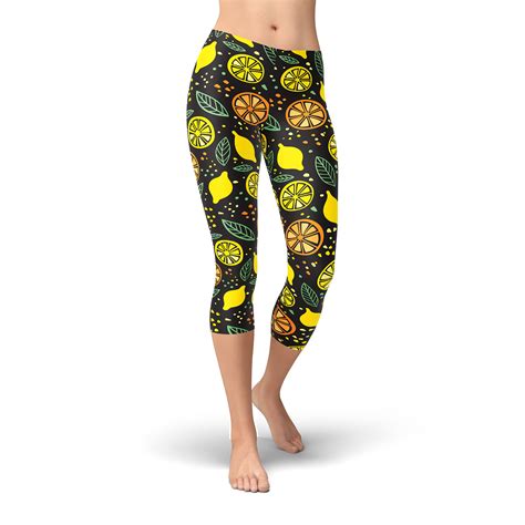 Lemon Leggings Fruit Leggings Summer Leggings Workout Etsy