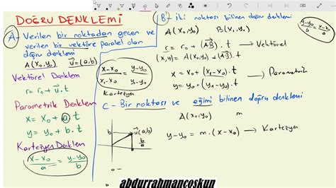 12 Analitik Geometri DÜzlemde DoĞrular Doğru Denklemi Youtube