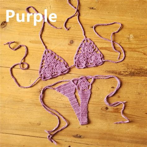 Crochet Knit Bikini Thong Women Handmade Crochet Lace Bikini Thong Mini Bikini Sets Buy